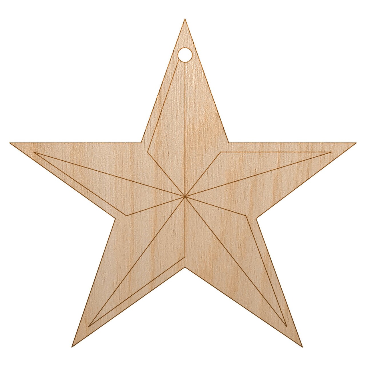 Nautical Star Unfinished Craft Wood Holiday Christmas Tree DIY Pre-Drilled Ornament